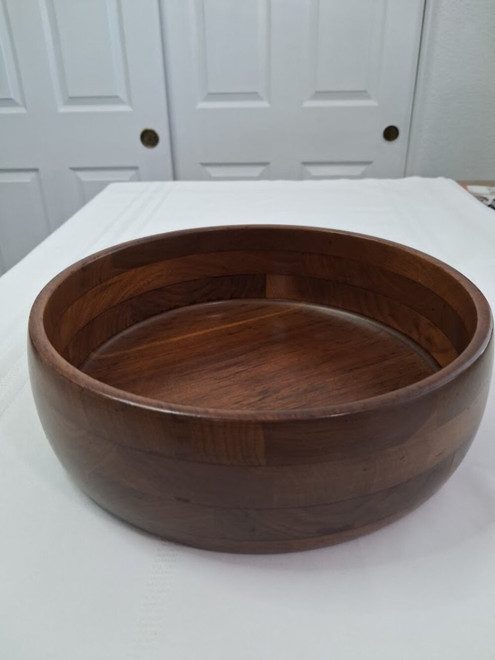 Large Vintage Solid Black Walnut Bowl by Kustom Kraft